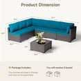 thumbnail image 7 of Patio Furniture Set - All-Weather - 7 Piece Patio Outdoor Conversation Set, Modular Wicker Rattan Sectional Sofa for Backyard, Garden, Poolside, Balcony, Porch, Patio, Brown/Peacock Blue, 7 of 7