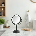 thumbnail image 2 of Jerdon 8.5" Diameter Makeup Mirror with Variable Light, 8X-1X Magnification, Black Finish, Plug In-Model HL8808BKL, 2 of 9