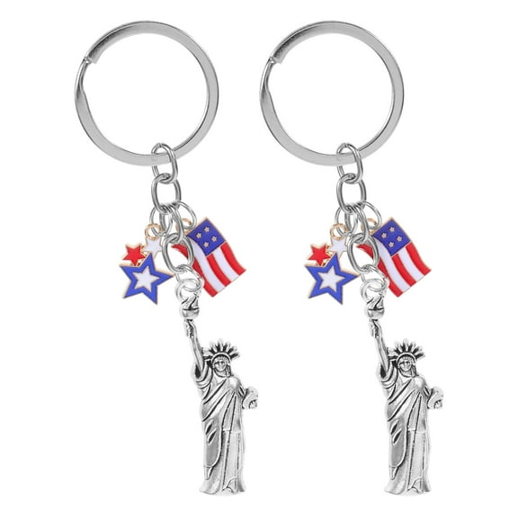 RENACLIPY 2Pcs America Keychain Metal Souvenir with Statue of Liberty for Decoration