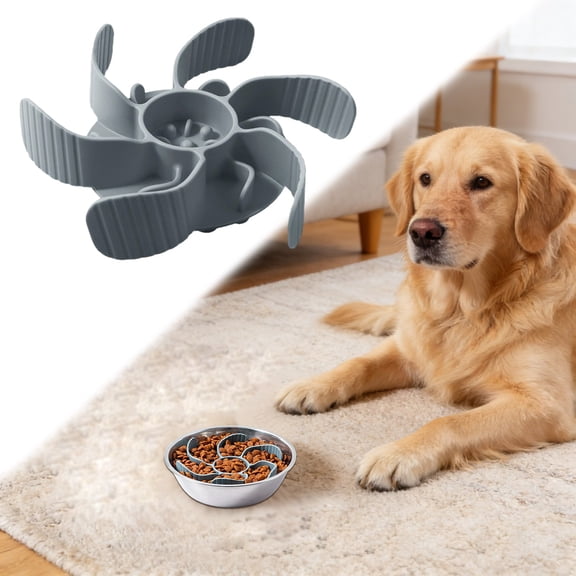 Slow Feeder Dog Bowl Insert with Strong Suction Cups, Anti Gulping Silicone Dog Slow Feeder Insert, Cuttable Interactive Bloat Stop Slow Feeding Insert for Medium Large Dogs Fits Dog Bowls