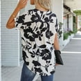 thumbnail image 4 of Pompotops Chemisier en Chiffon à Manches Courtes Imprimé Mode Décontractée Sexy d'Été pour Femmes, 4 of 5