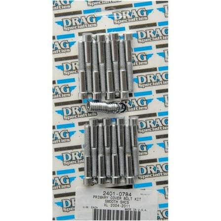 Drag Specialties 2401-0784 Primary Cover Chrome Socket-Head Bolt Set - Smooth