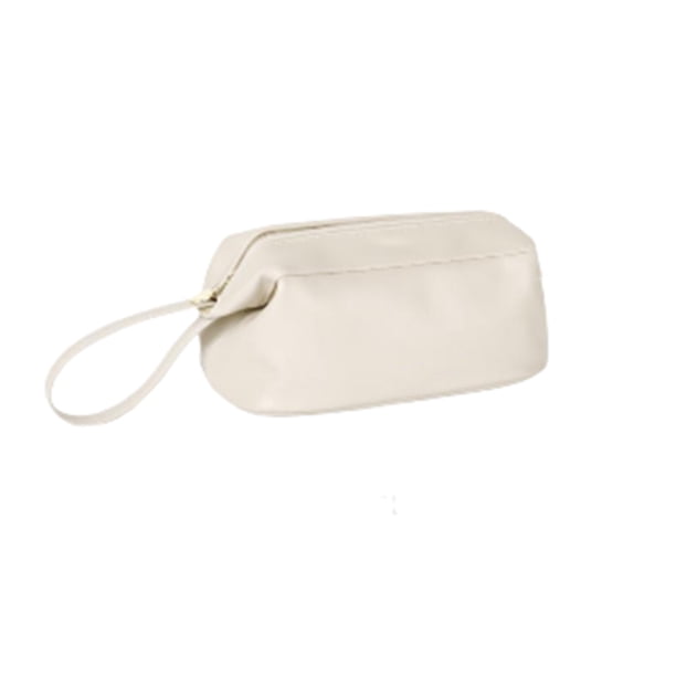 Minnieouse Estuche de maquillaje de cuero PU de gran capacidad, organizador de artículos de tocador multifuncional, bolsa de almacenamiento con Bolsas de maquillaje Blanco
