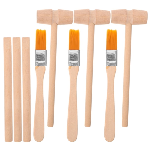 Juego de 3 herramientas de excavación de dinosaurios: cepillo pequeño, cincel de madera, martillo. Juguete educativo para ciencia, tecnología, ingeniería y matemáticas (STEM).