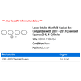 thumbnail image 2 of Lower Intake Manifold Gasket Set - Compatible with 2010 - 2017 Chevy Equinox 2.4L 4-Cylinder 2011 2012 2013 2014 2015 2016, 2 of 2