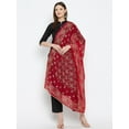 thumbnail image 5 of eloria Woman's Indian Ethnic Chunni, Cotton Blend Ethnic Motifs Maroon Dupatta, Stole, Scarf Shawl Wrap, 5 of 5