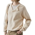 thumbnail image 3 of Suéteres de Punto Grueso con Cuello en V para Mujer, Estilo Casual, Cálidos y con Cuello. Albaricoque L, 3 of 9