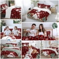 thumbnail image 5 of Red Black Plaid Christmas Snowman Comforter Set Twin Size, Xmas Tree Elk Balls Snowflake Soft Bedding Set for Man Woman, 4 Pieces Duvet Cover Set with Fitted Sheet, 2 Pillowcases, 5 of 9