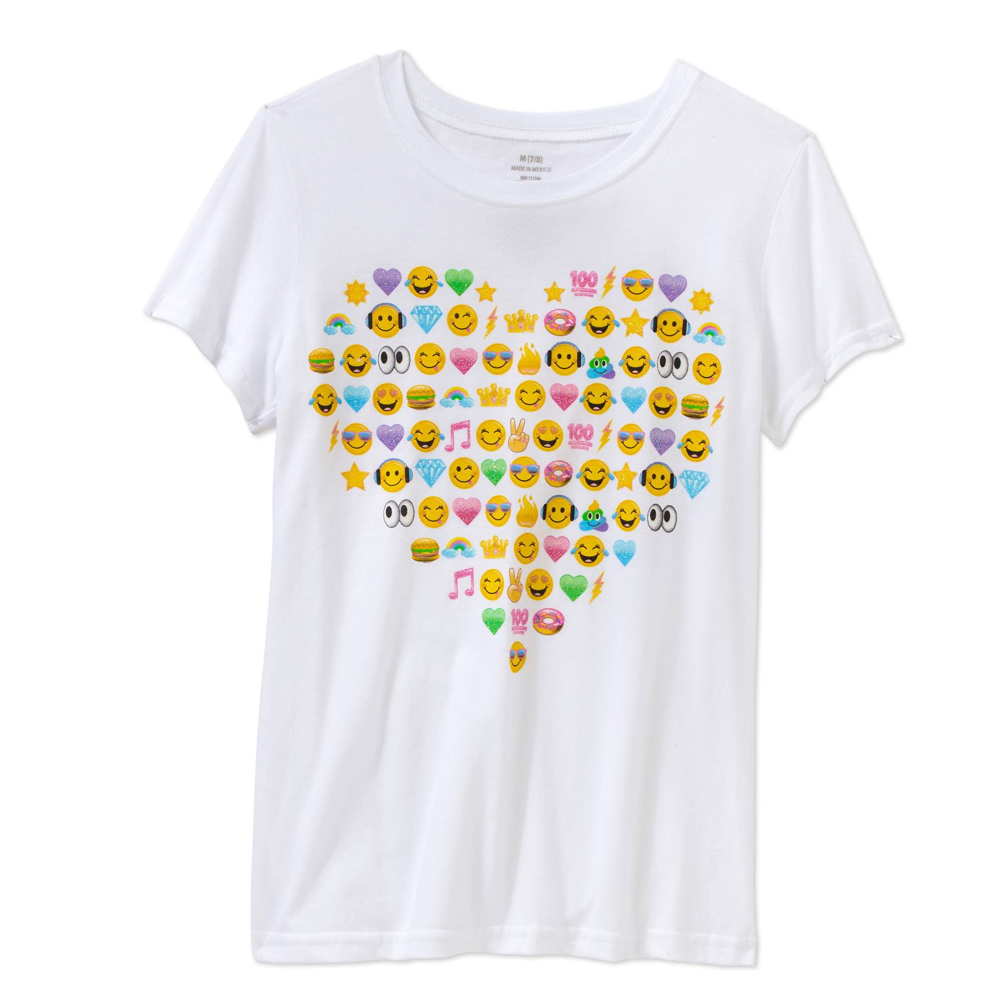 Girls' Many Mini Emoji Heart Short Sleeve Crew Neck Graphic TShirt