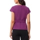 thumbnail image 3 of INSPIRAR CHIC Blusa Elegante de Manga Corta para Mujeres con Cuello Barco, Tops de Peplum con Cinturón para Oficina, S Púrpura Oscuro, 3 of 6