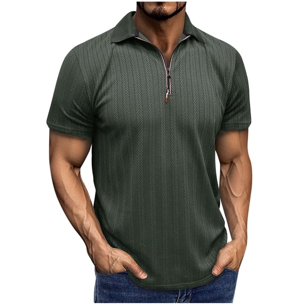 Blusa de Manga Corta para Hombre Bloque Botones de Color Turndown Collar Superior, Mezcla Transpirable de Rayón Poliéster para Al Aire Libre