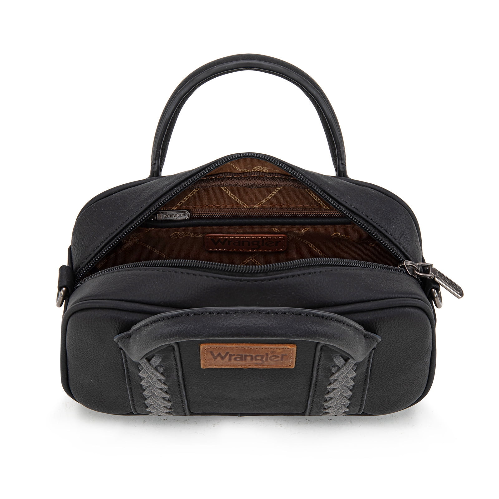 Wrangler Barrel Bag Retro Top Handle Bags with Crossbody Strap Boston Satchel Purse and Handbag Women, Black