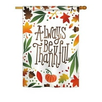 Breeze Decor BD-HA-H-113074-IP-BO-DS02-US 28 x 40 in. Seasonal Harvest & Autumn Impressions Decorative Vertical House Flag - Always Be Thankful Fall