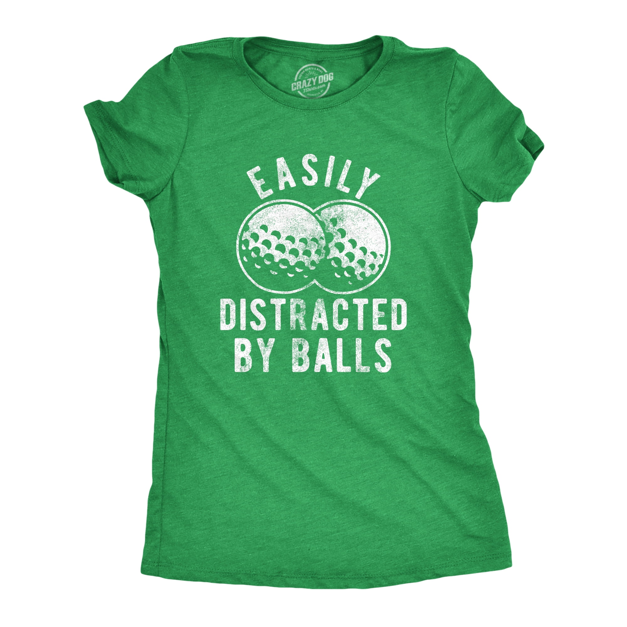Womens Easily Distracted By Balls T Shirt Funny Golf Ball Putt