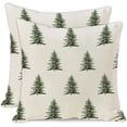 thumbnail image 1 of linely Housses de Coussin de Noël 20"x20 Pouces" Ensemble de 2 Sapin de Noël Baies Rouges Cloches Oiseaux Housses de Coussin Décorations de Vacances d'Hiver pour Canapé Maison, 1 of 4