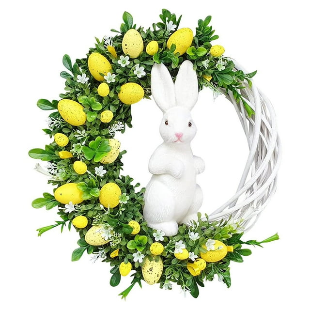 CSChome Easter Wreath Easter Wreath – Flat Printing Egg Garland Pendant Hanging Rabbit Decoration Home Decor