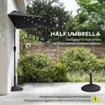 thumbnail image 4 of Outsunny 9ft Half Patio Umbrella Outdoor with Solar LED Lights, Black, 4 of 9