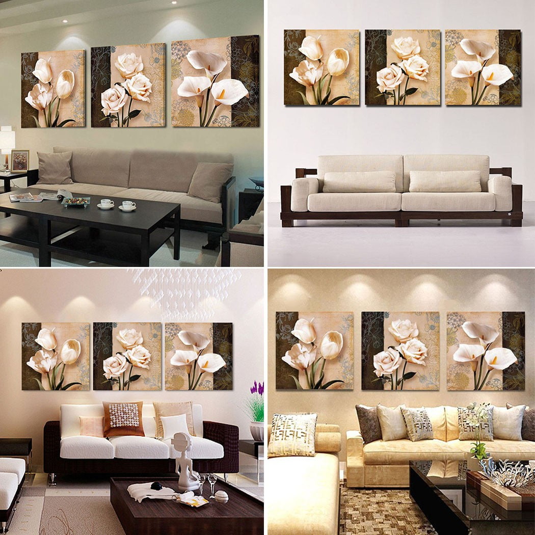 Frameless Bedroom Wall Painting Decor Canvas Classical flower Painting