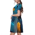 thumbnail image 2 of Lsque Modern Style Blue Parrot Print Women's Casual Dress T-Shirt Summer Short Sleeve Scoop Neck Swing Dresses, 2 of 6