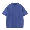 thumbnail image 2 of ADSSDQ Oversized Cotton Solid T Shirts for Men Vintage Streetwear Basic Tees Baggy Hip Hop Unisex Tops Tshirt Blue S, 2 of 4
