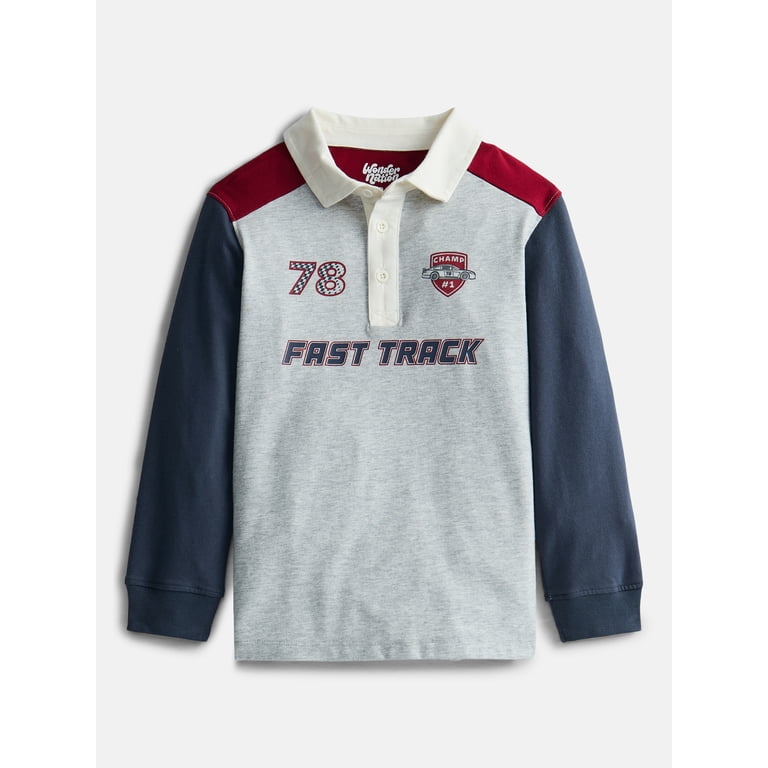 Wonder Nation Boys Colorblock Rugby Long Sleeve Polo photo 1