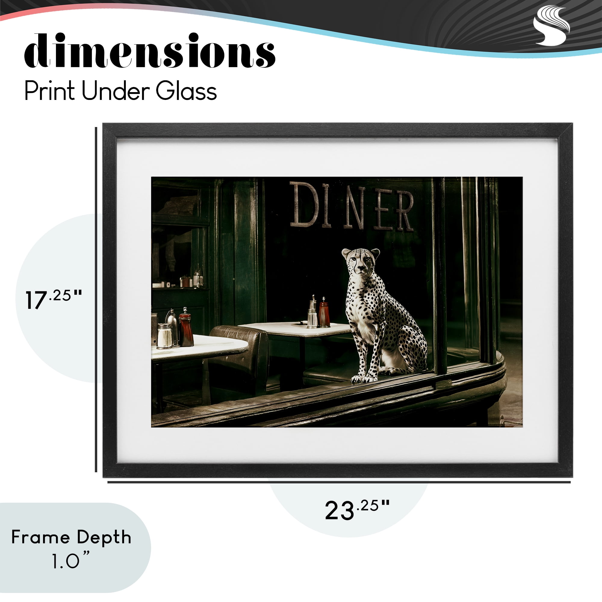 Stupell Industries Diner Sentry Leopard Black Framed Print Under Glass, design by Annabelle Hall