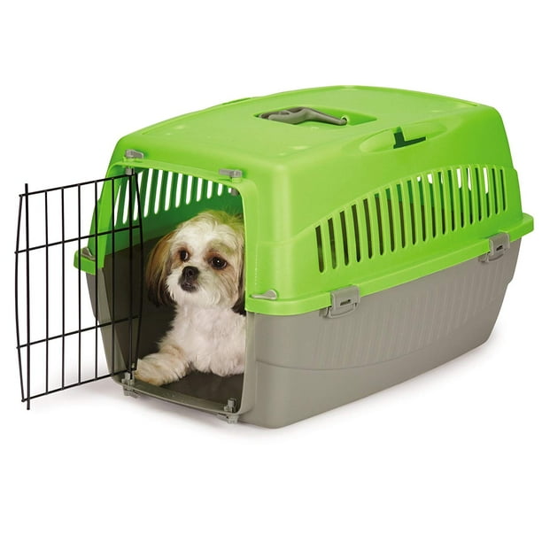 Carry Me Plastic Dog Crate, Green, Small, 23"L x 14"W x 8"H Walmart