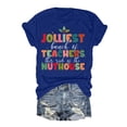 thumbnail image 1 of TSADFHJI Chemises de Noël pour Femmes Rouge T-Shirt Décontracté Col Rond Imprimé de Noël Manches Courtes Festif Haut de Vacances L Bleu, 1 of 4