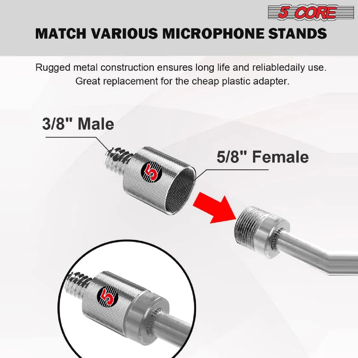 Mic Stand Adapter 12 Pieces 5/8 Female to 1/4 Inch Male Screw Thread Conversion Connector for Microphone Stands Boom Arms Camera Tripod - 5/8 Female to 1/4 Inch Male - MS ADP M SLV 58-14 12PCS