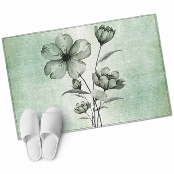 2x3 Washable Area Rugs,Vintage Flower Sage Green Gradient Non-Slip Soft Rug Indoor Carpet,Floor Rugs for Living Room Bedroom