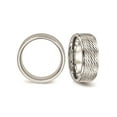 thumbnail image 3 of Mens Stainless Steel 9mm Brushed Center Ridged Edge Diamond Cut Ring for Men, 3 of 6