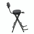 thumbnail image 5 of Folding Guitar Stool with Padded Cushion and Ergonomic Backrest, Heavy-Duty Metal Frame, Built-in Guitar Stand, Portable Musician Chair for Acoustic & Electric Guitars, 5 of 8