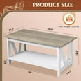 thumbnail image 5 of GALAXHERO 39.4" Coffee Table with Storage Shelf Farmhouse Coffee Table with V-Frame Support 2-Tier Wood Rustic Center Table for Living Room, Bedroom & Balcony, Greige & White, 5 of 5