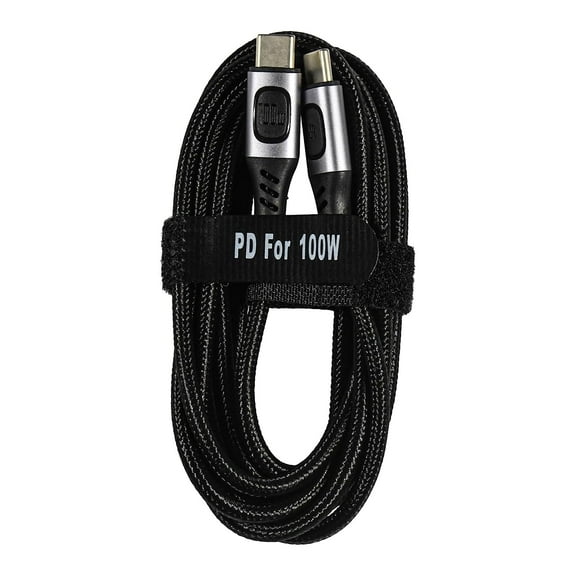 HQRP USB Type-C to USB Type-C Fast Charging Cable 100W, 6.5 Foot, Nylon Compatible with Nintendo Switch Gaming System, Laptops, Tablets, Phones with USB Type-C Charging Port, Cable Fast Charge
