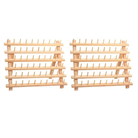 60-Spool Thread Rack Sewing Embroidery Organizer Natural Wood for Sewing,  Quilting, Embroidery, Hair-braiding, Hanging Jewelry Color: as show