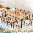 thumbnail image 4 of RELAX4LIFE Wooden Outdoor Dining Table for 8, 79’’ Acacia Wood Patio Table w/2’’ Umbrella Hole, Slatted Tabletop & Metal Legs, Indoor Outdoor Rectangular Picnic Table, 8-Person Patio Dining Table, 4 of 9