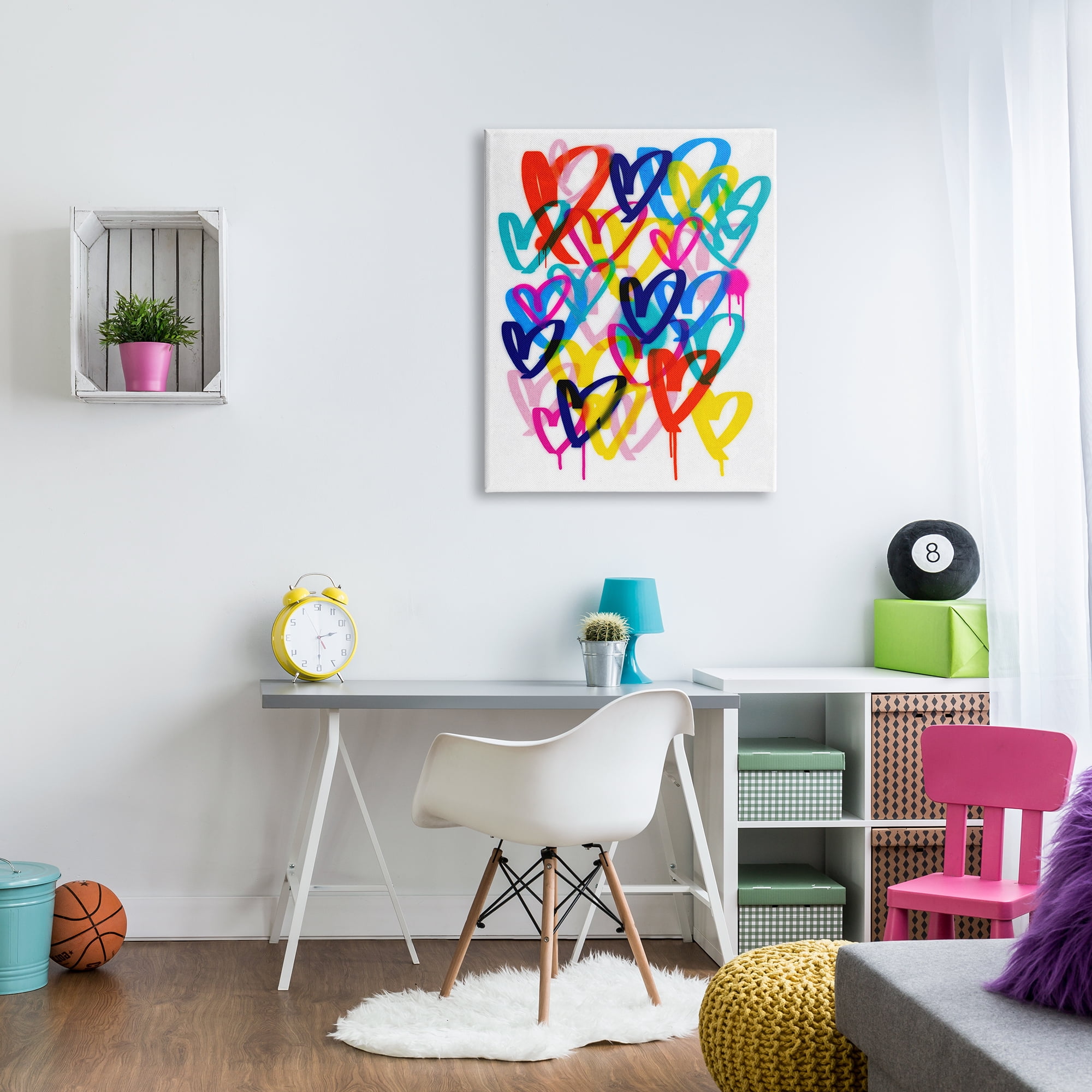 Stupell Industries Hearts with Paint Drip Abstract Painting Gallery Wrapped Canvas Art Print Wall Art, 30 x 40