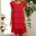 thumbnail image 5 of vigerkar Womens Ruffle Chiffon Dress Boho Floral Print 2025 Summer Fashion Tiered Layed Wedding Guest Party Dress Red, L, 5 of 6