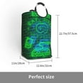 thumbnail image 3 of XMXT Large Collapsible Laundry Hamper, Game Motto Neon Font Two Color Print Green Laundry Basket with Aluminum Handle, 50L, 3 of 7