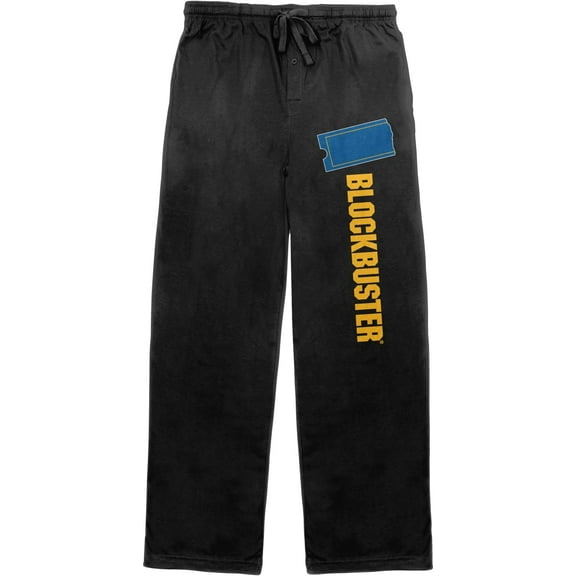 Blockbuster Ticket Logo Men's Black Drawstring Sleep Pajama Pants-Medium