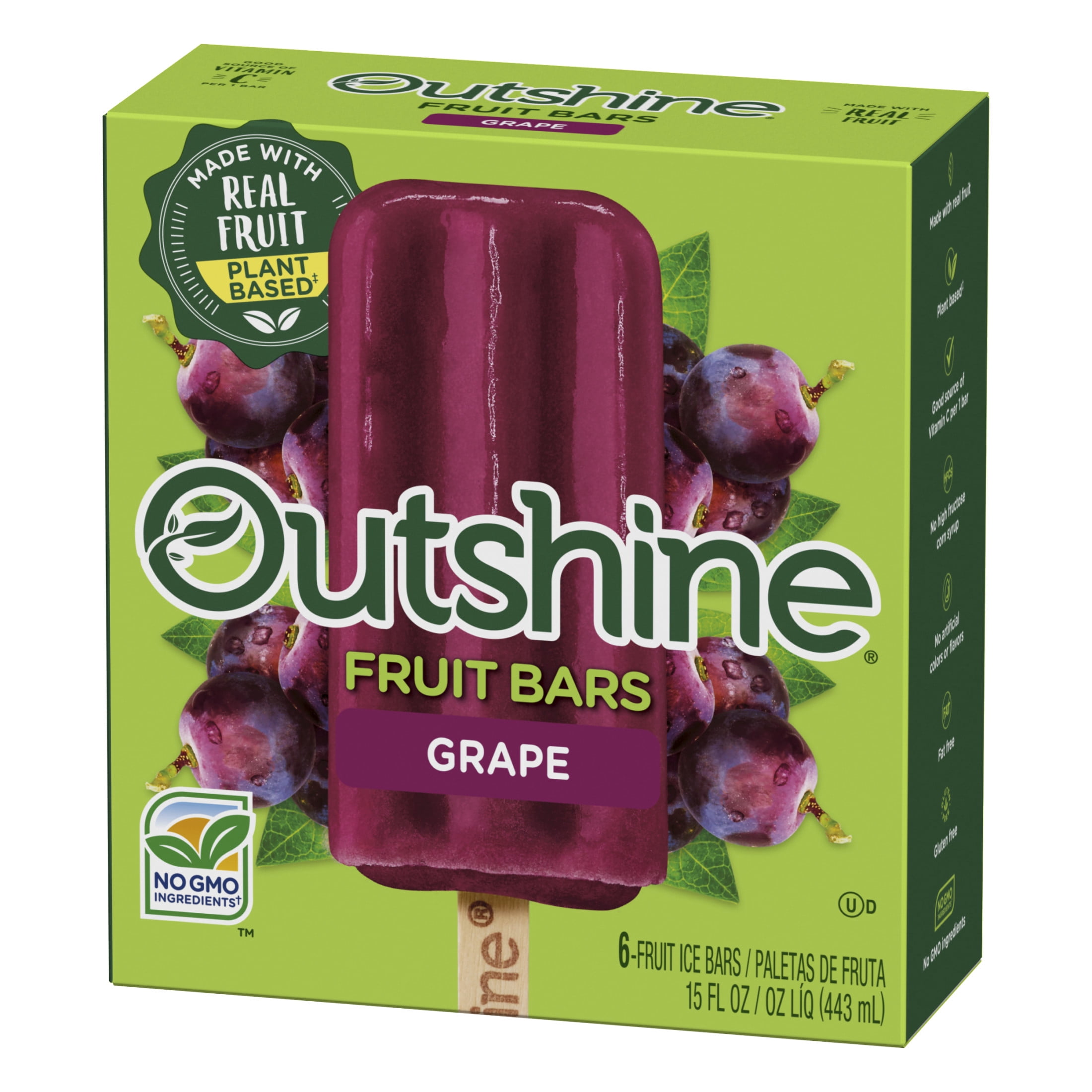 Outshine Grape Frozen Fruit Bars, Non-GMO, Gluten Free, 6 Count
