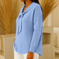 thumbnail image 4 of VISALY Bow Tie Collar Knit Sweater for Women Elegant Long Sleeve Ribbed Knit Pullover Sweater Soft Lightweight Office Dressy Casual Tunic Shirts Fall Trendy Business Casual Outfits Sky Blue 3Xl, 4 of 7