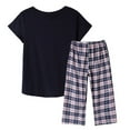 thumbnail image 4 of MyFav Women's Capri Pajama Sets Plus Size Sleepwear Top with Capri Pants 2 Piece Loungewear Set,Navy,2XL, 4 of 7