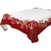 SKYSONIC 60"x60" Square Tablecloth with Winter Christmas Snowflake Prints, Anti-Wrinkle and Smooth Table Cloth for Kitchen/Home/Dinning Wedding Decoration