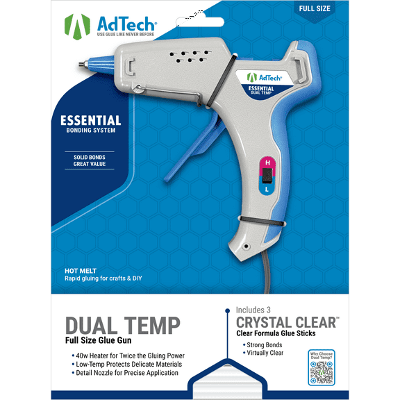 AdTech Hot Glue Gun 2-Temp - Dual Temperature 40W Glue Gun with Extended Precision Nozzle