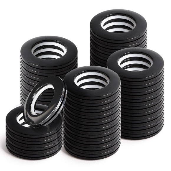 Anillos de cortina WCIC, 48 piezas, 40 mm, ojales negros de plástico ABS