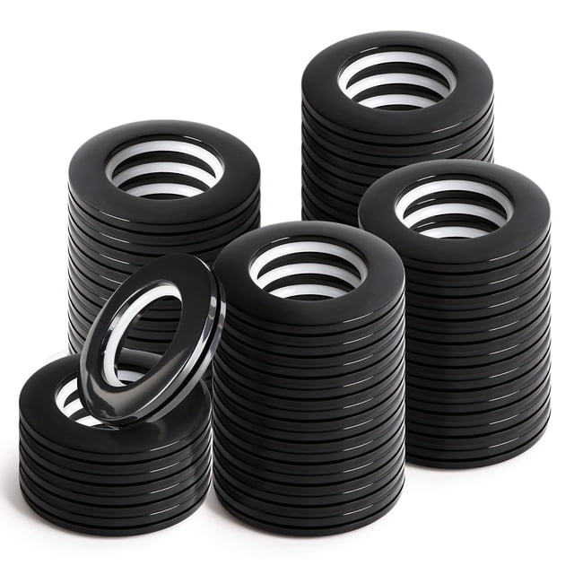 Anillos de cortina WCIC, 48 piezas, 40 mm, ojales negros de plástico ABS