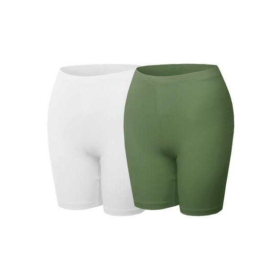 FashionOutfit Women's Essential Active Daily Cotton Mid Rise Biker Shorts