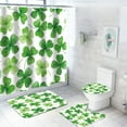 thumbnail image 5 of FastXmas 4 Pc St. Patrick's Day Holiday Decoration Toilet Set,Shamrock Spring Bathroom Set, Shower Curtain Toilet Seat and 2 Floor Mat for Bathroom ornament, Dry And Wet Separation Shower Curtain, 5 of 6