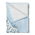 thumbnail image 2 of Graphic Beach Soft Flannel Fleece Throw Blanket, Vintage Engraved Hand Drawn Art Nautical Waves, Cozy Plush for Indoor and Outdoor Use, 70" x 90", Blue Dark Turquoise, by Ambesonne, 2 of 5